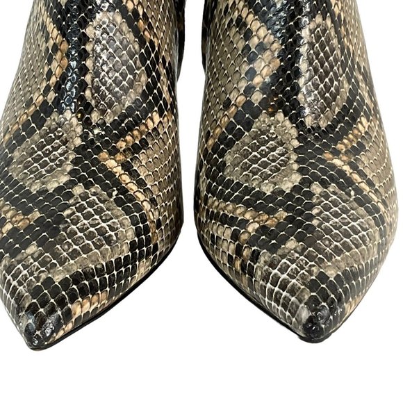 Linea Paolo Shoes Ankle Booties 7M Heels Side Zip Faux Snakeskin Stilleto - Picture 5 of 15